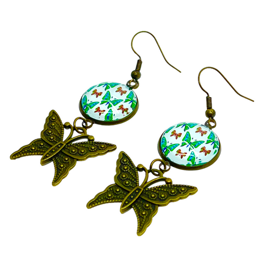 Emerald Butterfly Dangle Earrings