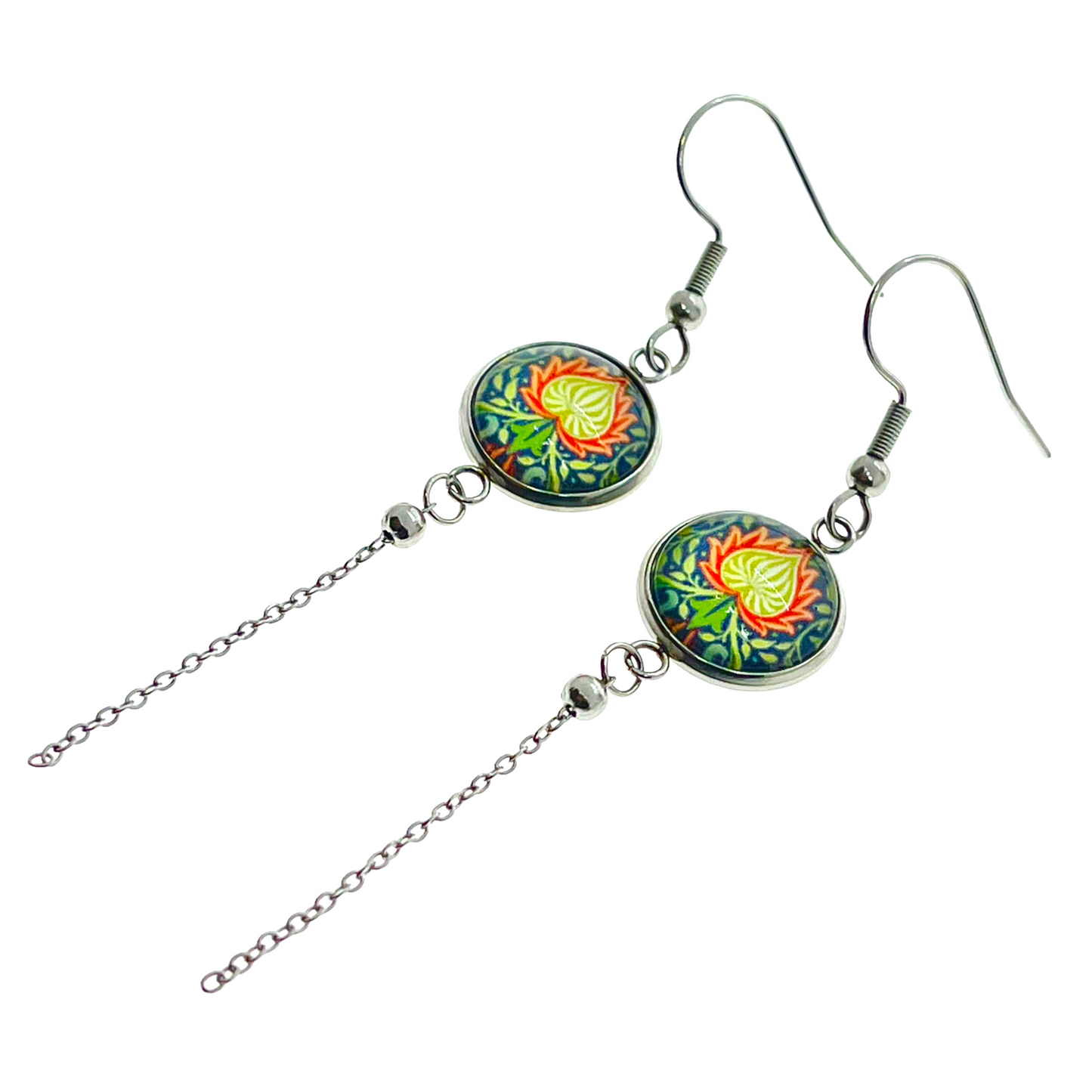 Hippie Fire Flower Chain Dangler Earrings