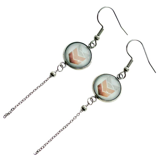 Peach Pointer Chain Dangler Earrings