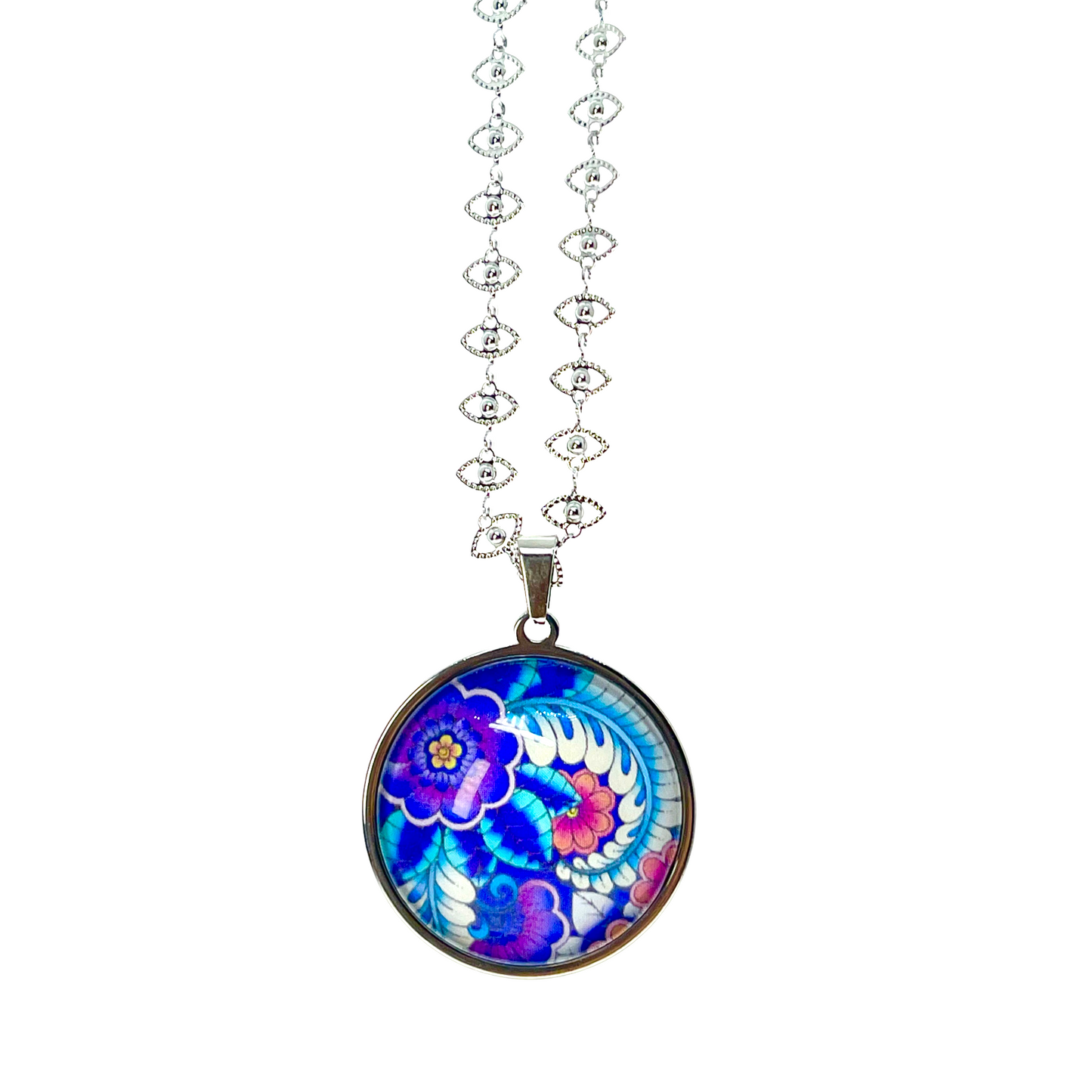 Bioluminescent Flower Fancy Ellipse Chain Necklace