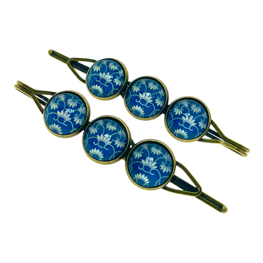 Blue Belle Triple Hair Pin Pair