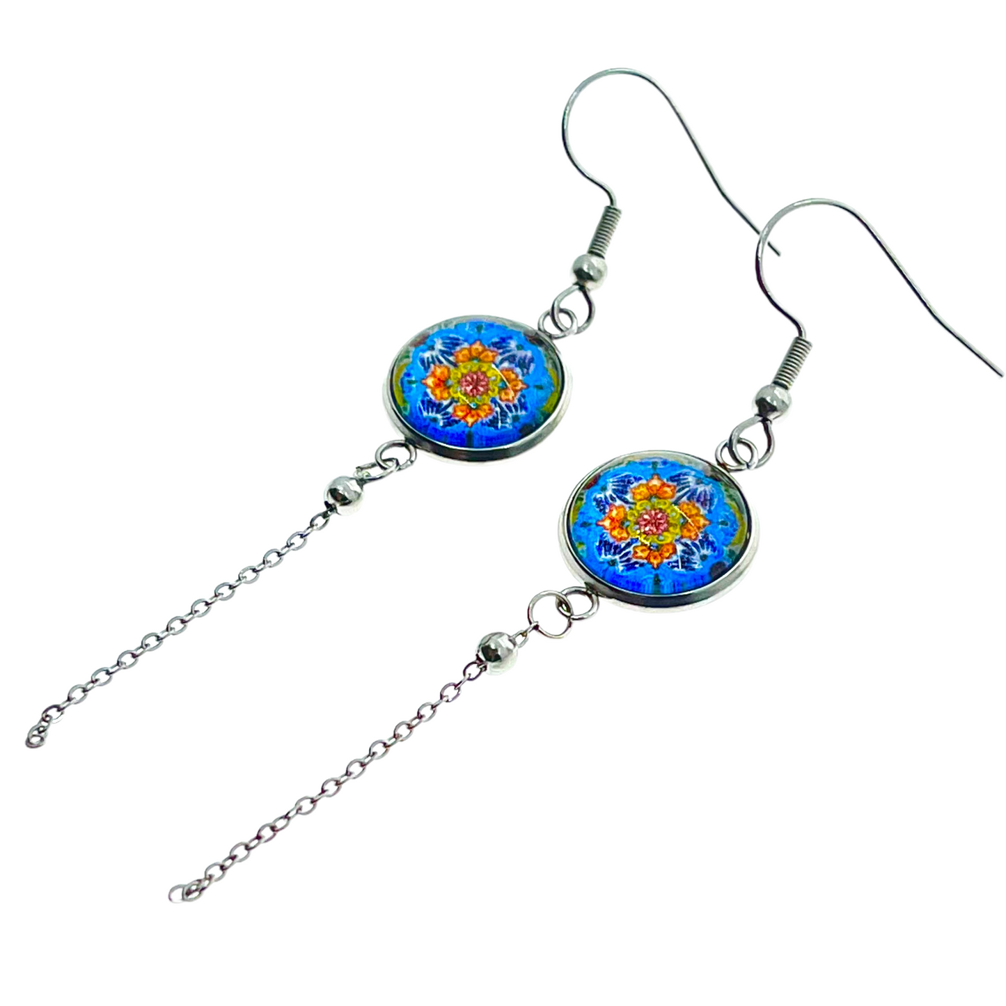 Summer Flower Chain Dangler Earrings