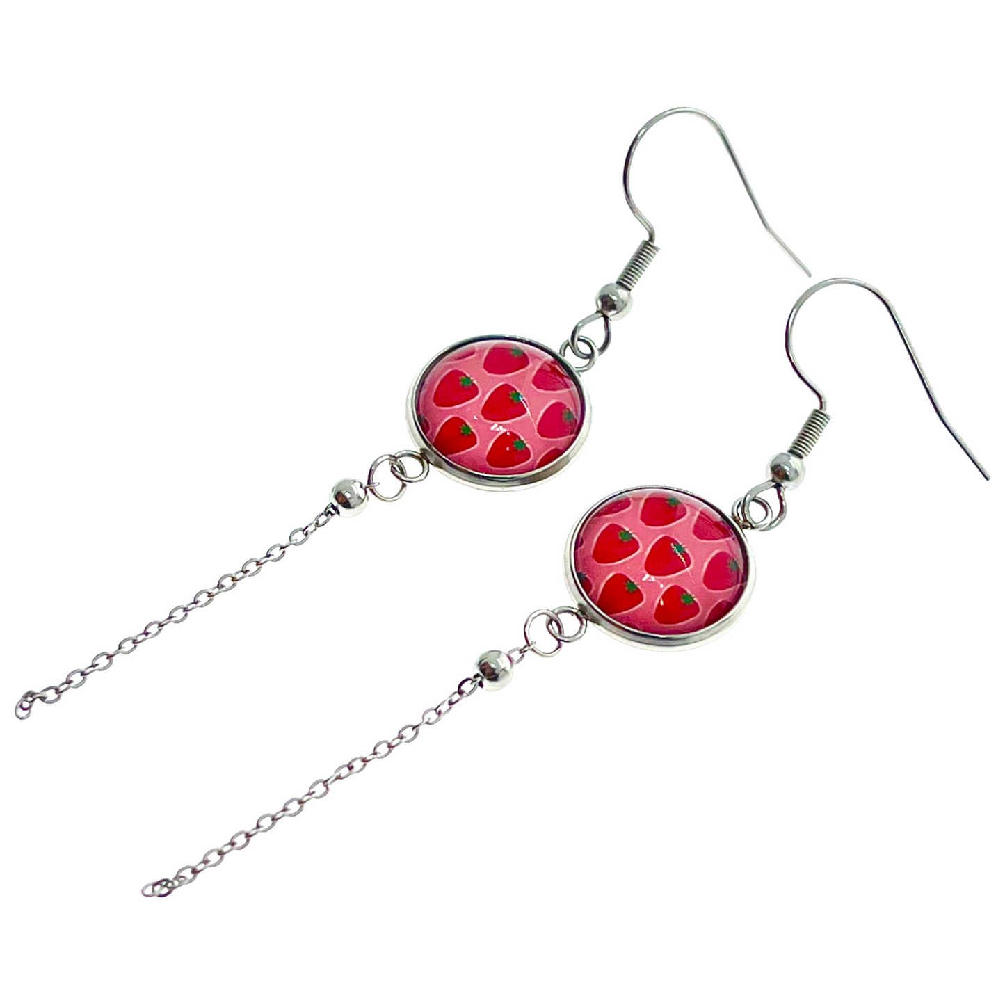 Sweet Strawberry Chain Dangler Earrings