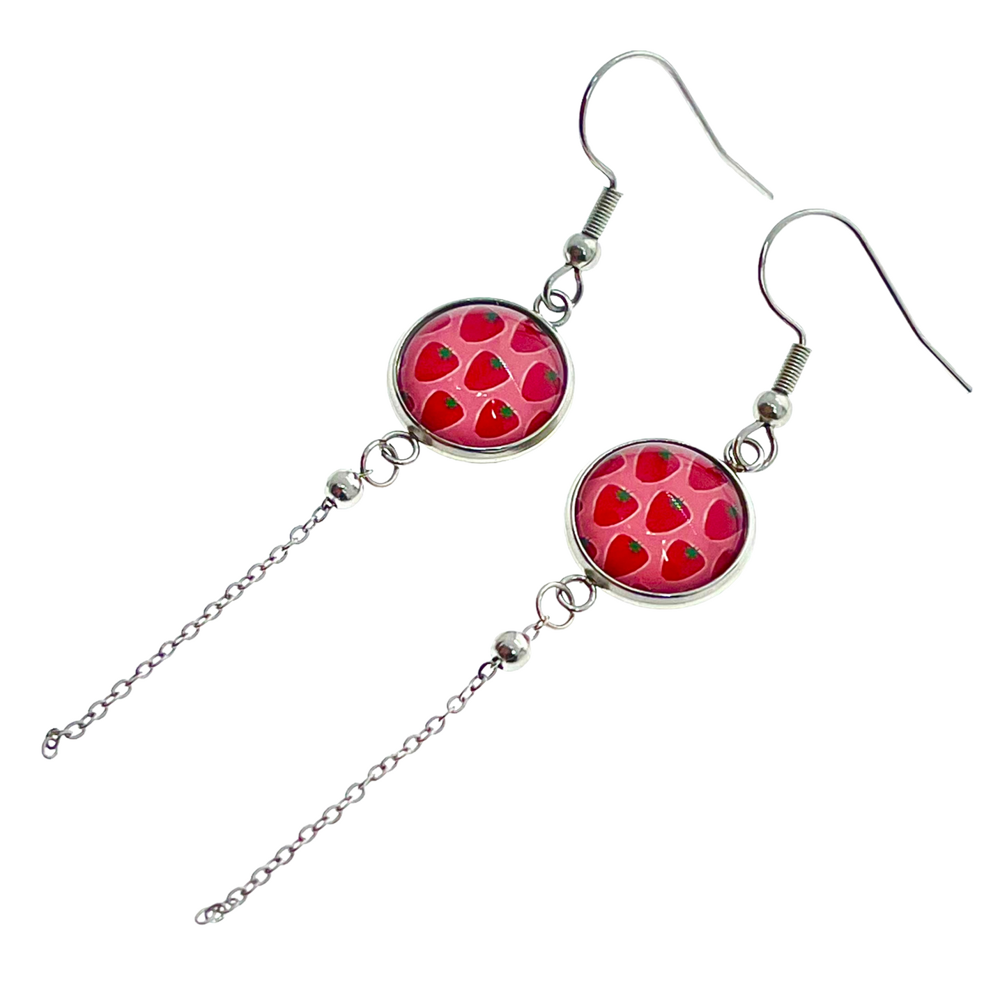 Sweet Strawberry Chain Dangler Earrings