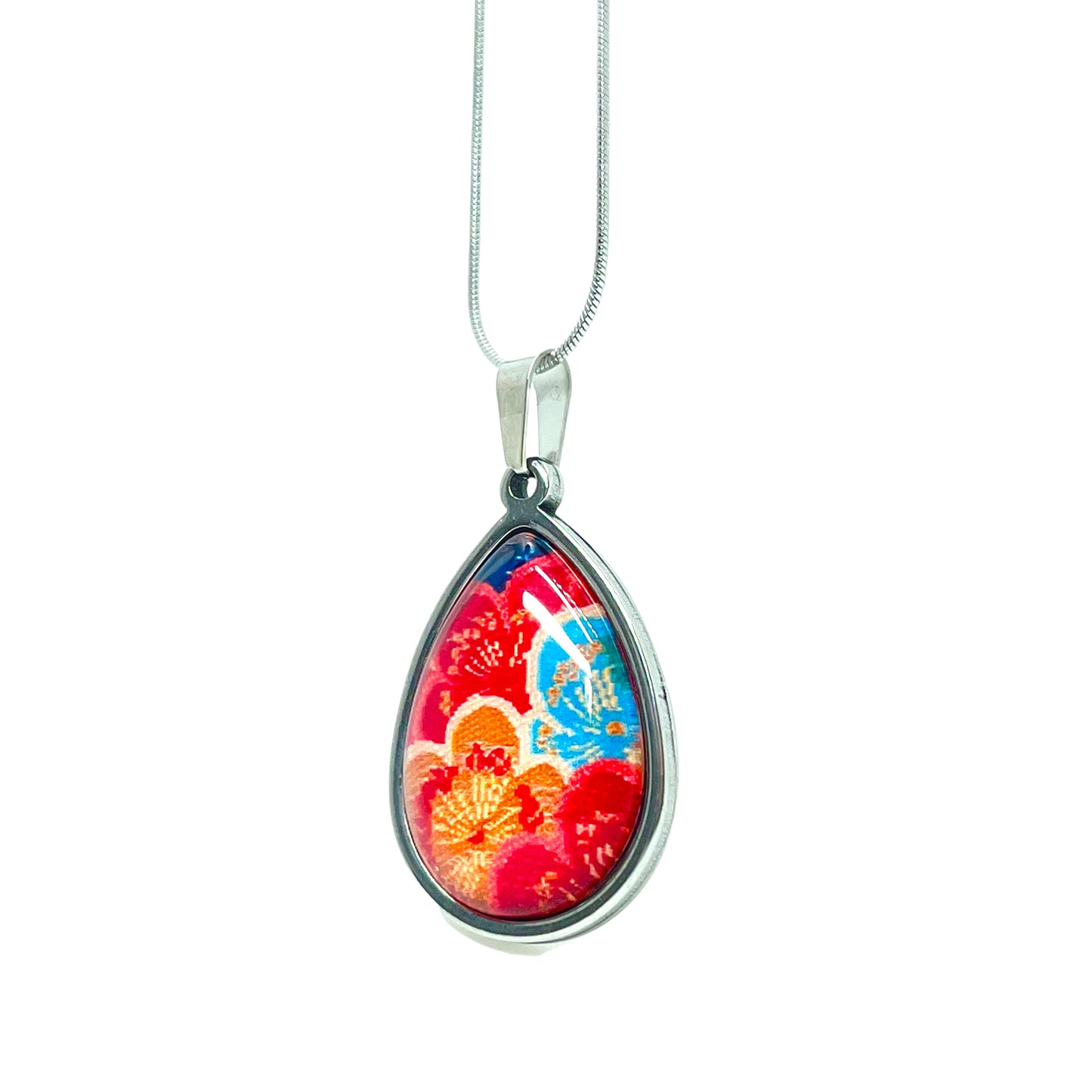 Ruby Patchwork Teardrop Necklace